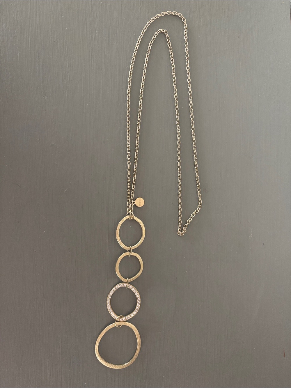 Chico’s Gold Tone Linked Circle Pendant Necklace -